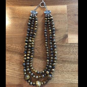Earth Toned Tigers Eye Beaded/Marbled Necklace